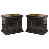 Pair of Black Fretwork Side Tables