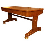 Late Regency Leather Top Burl Writing Table, ca 1820