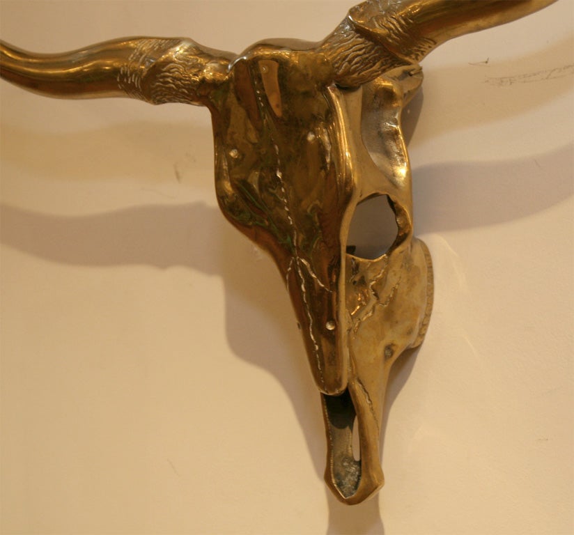 Brass longhorn skull In Excellent Condition In New York, NY