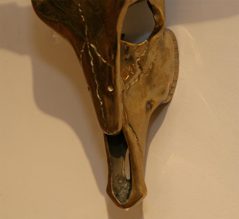 Mid-20th Century Brass longhorn skull