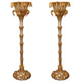 Pair of ornate giltwood tree form torchieres