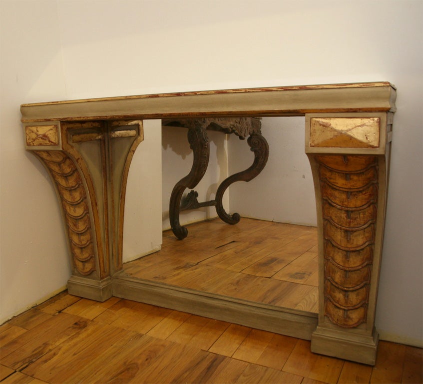 Painted and gilt Jansen console with mirror top