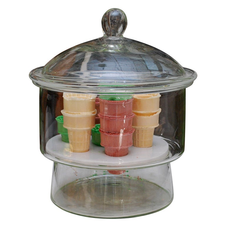 vintage  Glass Ice Cream Cone Dispenser
