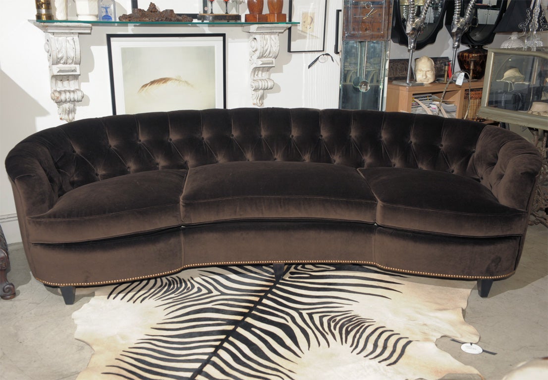 20th Century Tufted and Curved back Hollywood Regency Style Sofa For Sale