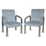 Pair of Lucite framed side chairs