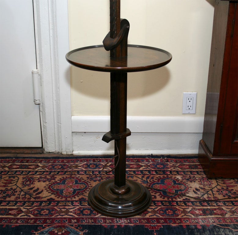 English, mahogany ratchet standing lamp Ca.1890 with silk shade
