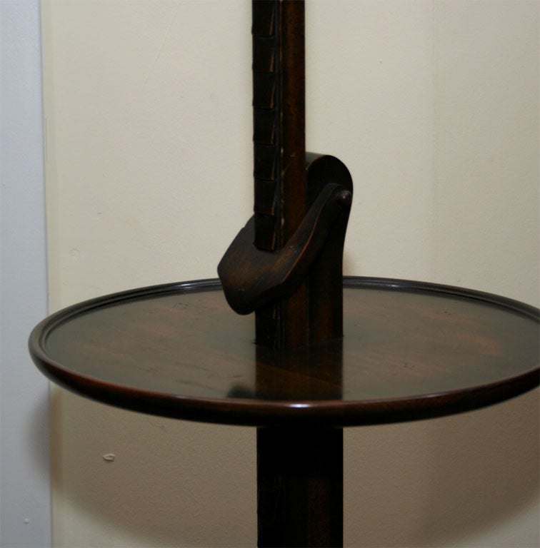 20th Century English, mahogany ratchet standing lamp
