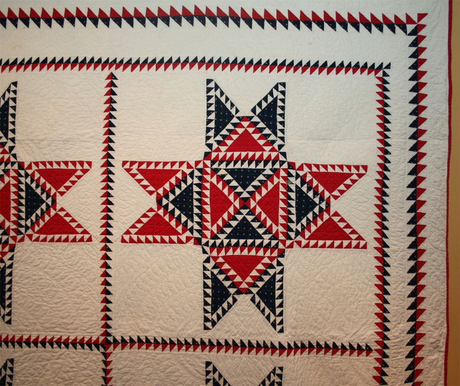 Antique Quilt:  Feathered Star Variation 1