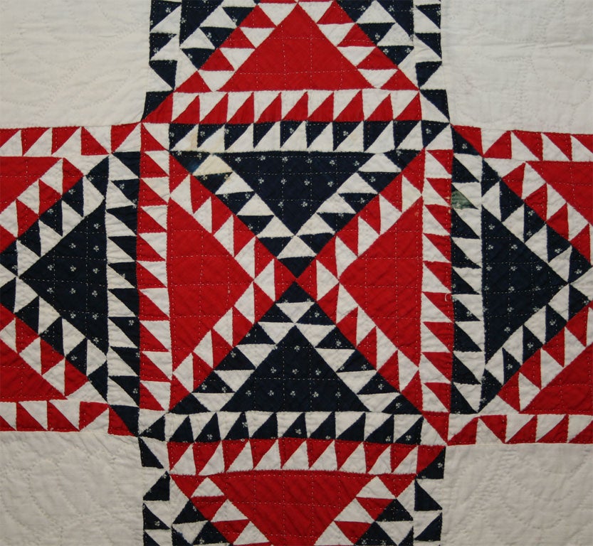 Antique Quilt:  Feathered Star Variation 2