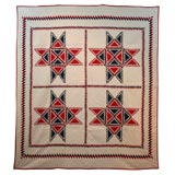 Antique Quilt:  Feathered Star Variation
