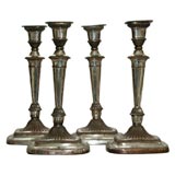 Set of four old Sheffield silver candlesticks
