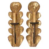 Antique Pair gilded wood sconces
