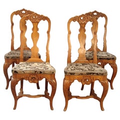 Set of 4 Rococo Style Oak Chairs