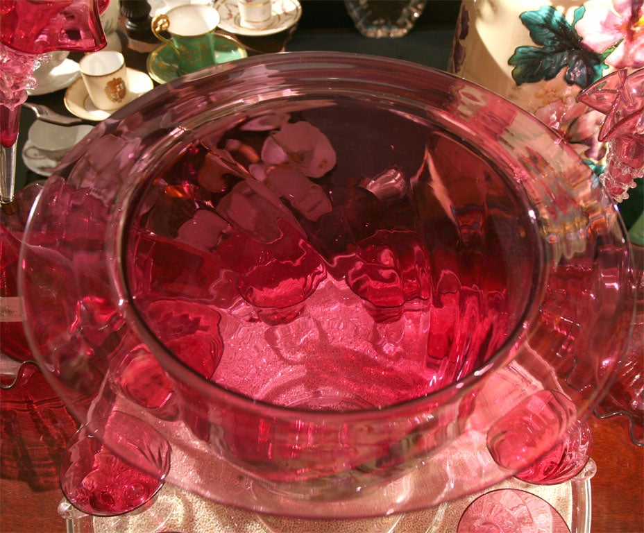 Steuben Cranberry Crystal Punchbowl 1