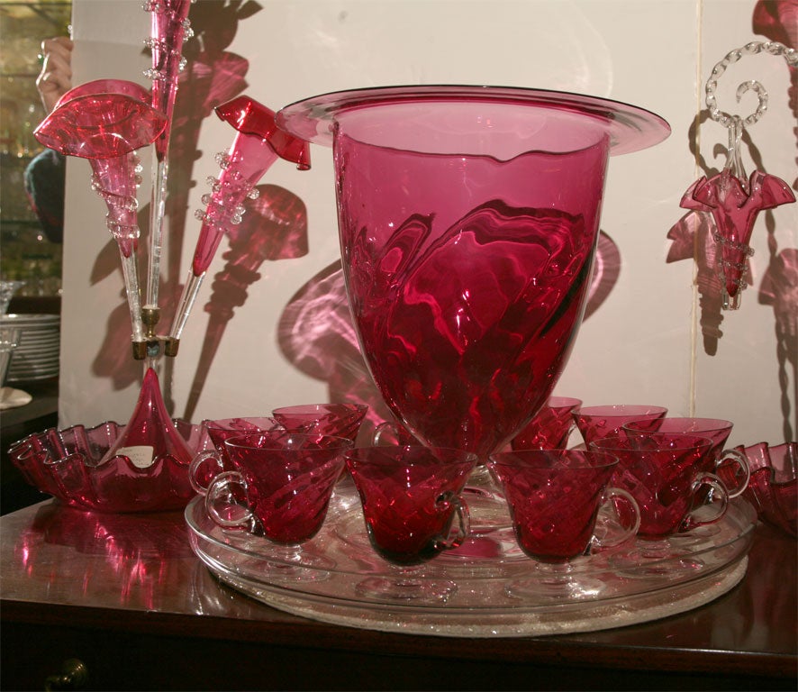 Steuben Cranberry Crystal Punchbowl 2