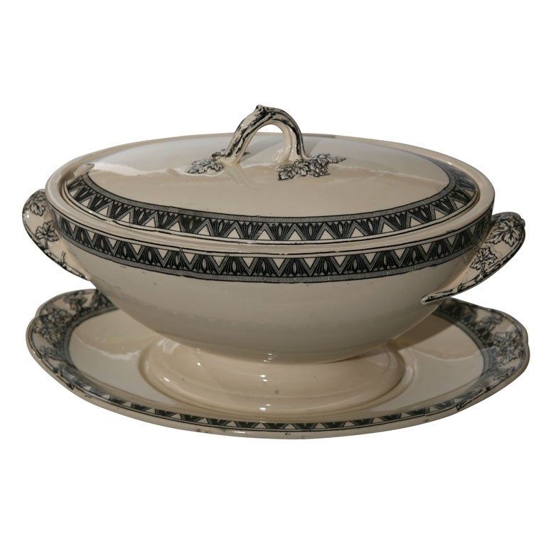 Copelands Creamware Suppenterrine und Unterteller im Angebot