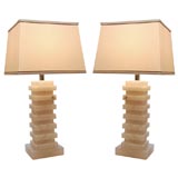 Pair of Alabaster Step Lamps