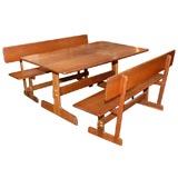Solid Sedua Wood Dining Table with Benches by Gerald McCabe