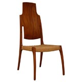 Walnut chair w/ebony pegs &  cord seat by Rick Pohlers