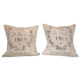pair of German grain sack pillows