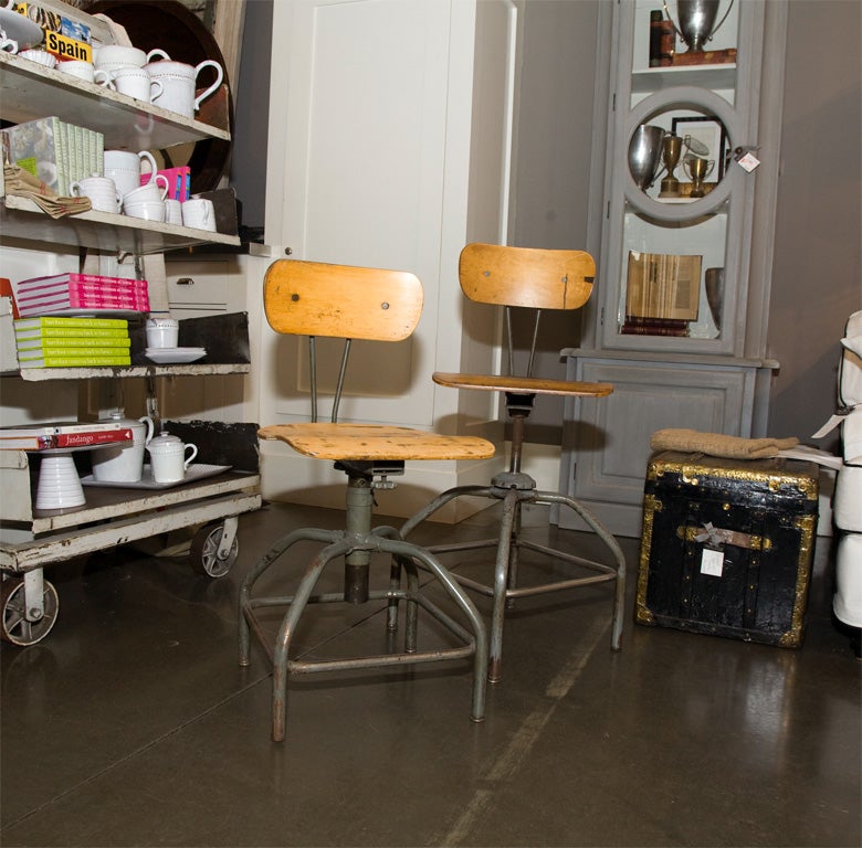 American pair of vintage drafting stools