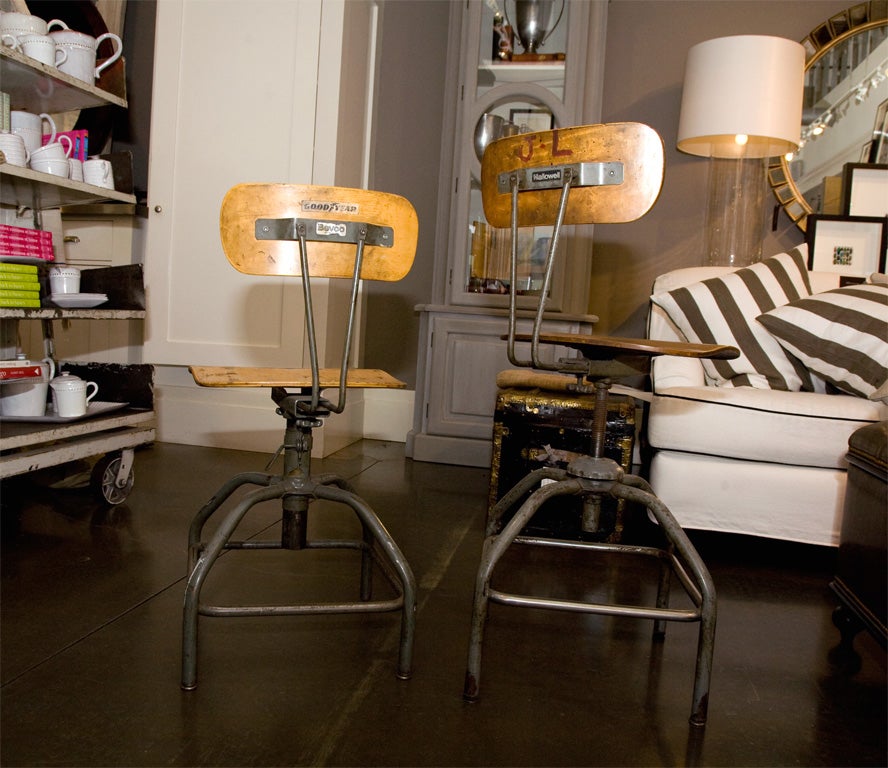 pair of vintage drafting stools 1