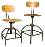 pair of vintage drafting stools