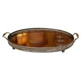 Mahogany 
Silver Tray with Glass