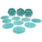 12 Majolica Turquoise Oyster Plates