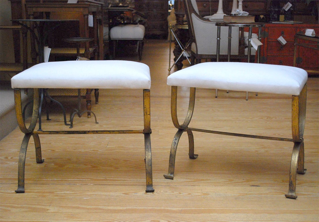Pair of Gilt X Base Benches