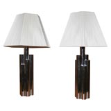 1970
s Polished Chrome Skyscaper style table lamps