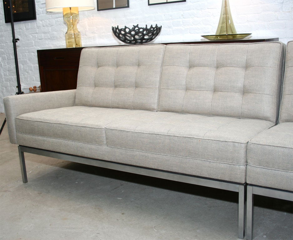 Florence Knoll 2 piece sectional sofa in Holland and Sherry fabric at