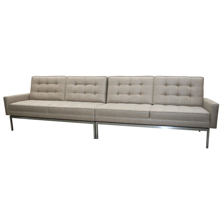 Florence Knoll 2 piece sectional sofa in Holland and Sherry fabric at