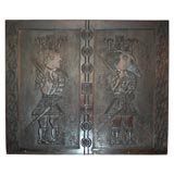 Antique Rare 18th c. English Carved Panel of Celtic Knights