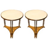 A pair of large sofa end tables