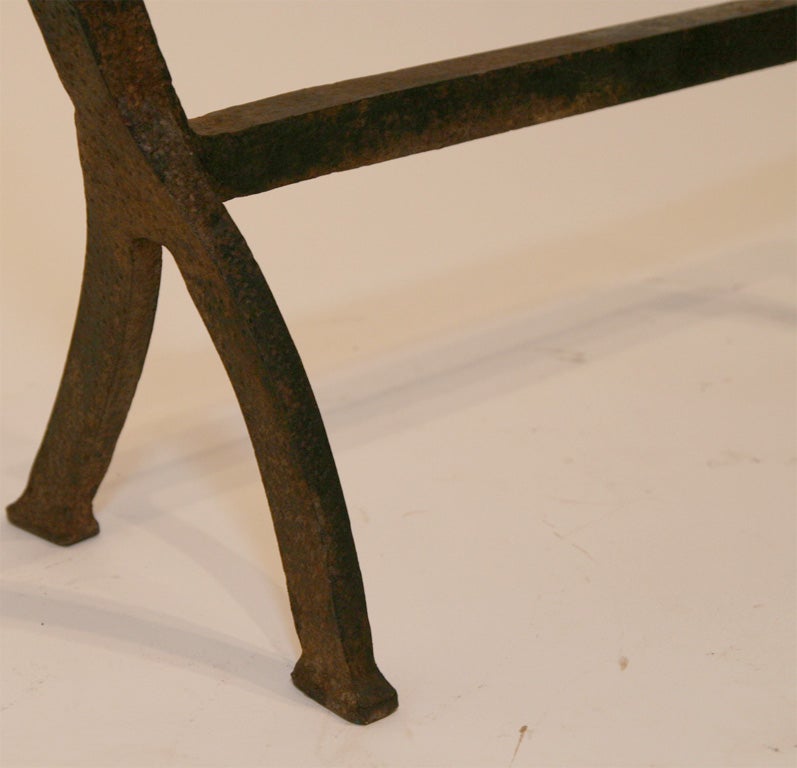 Iron Pair of Horse Andirons