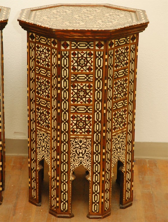 20th Century Pair of Moroccan Inlaid High Tables or Pedestals For Sale