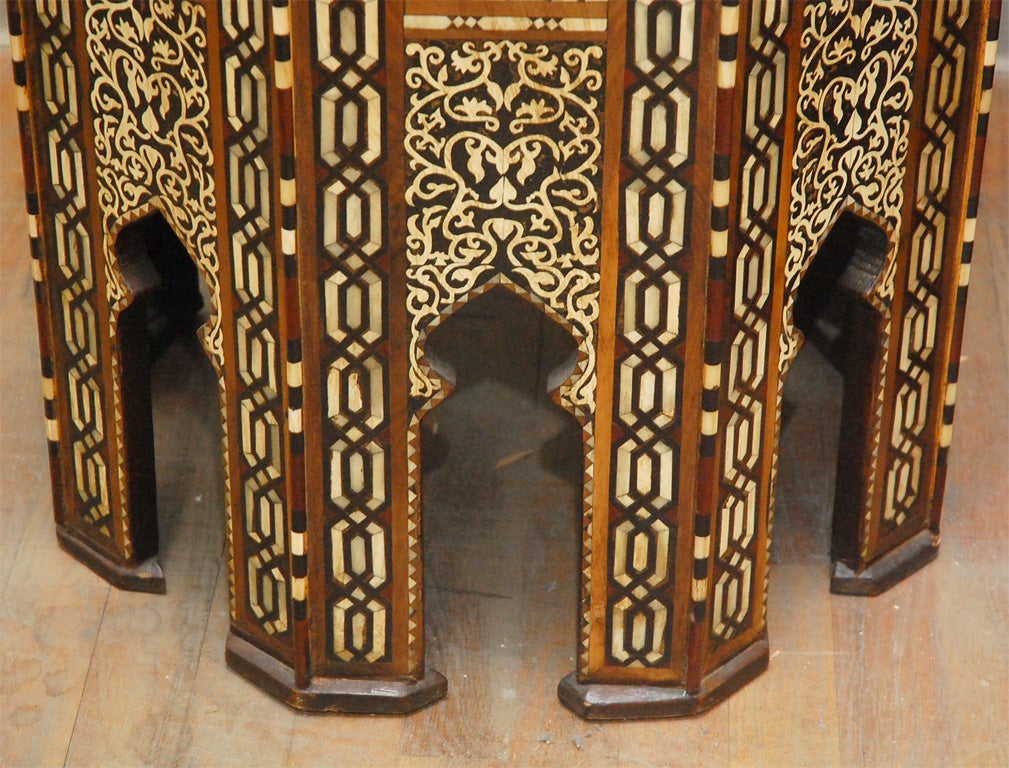 Bone Pair of Moroccan Inlaid High Tables or Pedestals For Sale