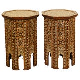 Pair of Moroccan Inlaid High Tables or Pedestals