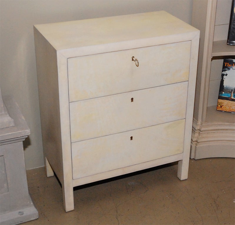 Parchment Nightstand with Square Legs at 1stDibs