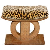 Vintage African Bench with Leopard Velour Pad