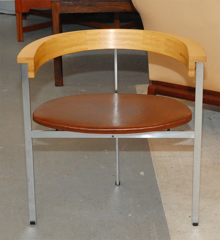PK11  Brown Leather Chair designed by Poul Kjaerholm for Kold Christensen