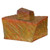 Large Square Faceted Rock Style Vase With Lid