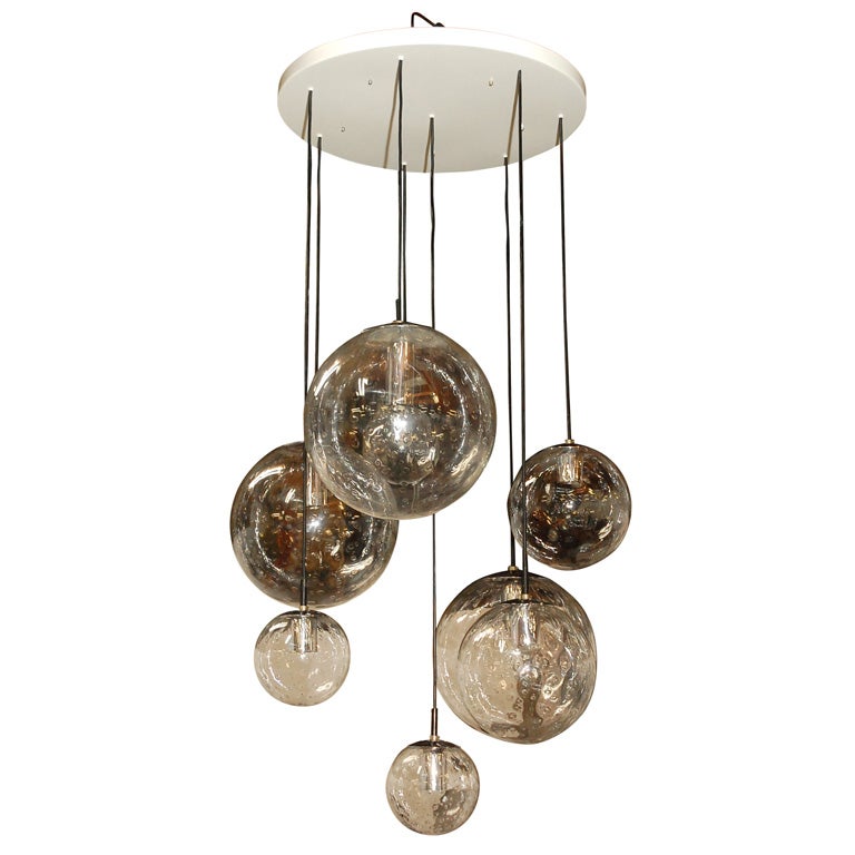 Raak 8 Glass Bulb Pendant Chandelier
