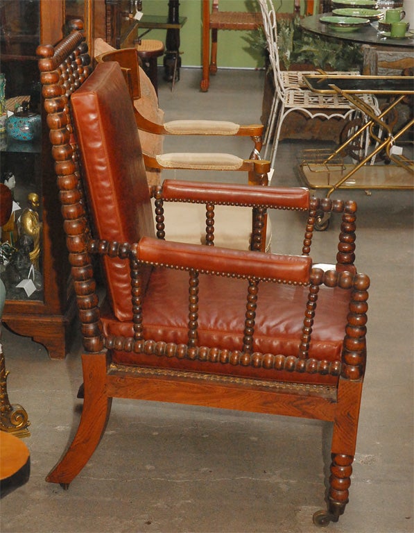 Bobbing turned English rosewood armchair with cane seat For Sale 1