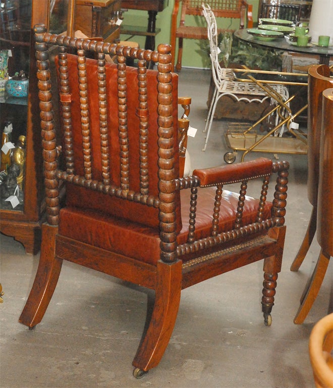 Bobbing turned English rosewood armchair with cane seat For Sale 2