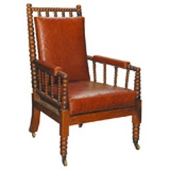Bobbing turned English rosewood armchair with cane seat 1