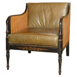 English black painted caneback and seat club chair