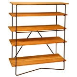Wrought Iron & Wood Bookcase in the style of Paul McCobb