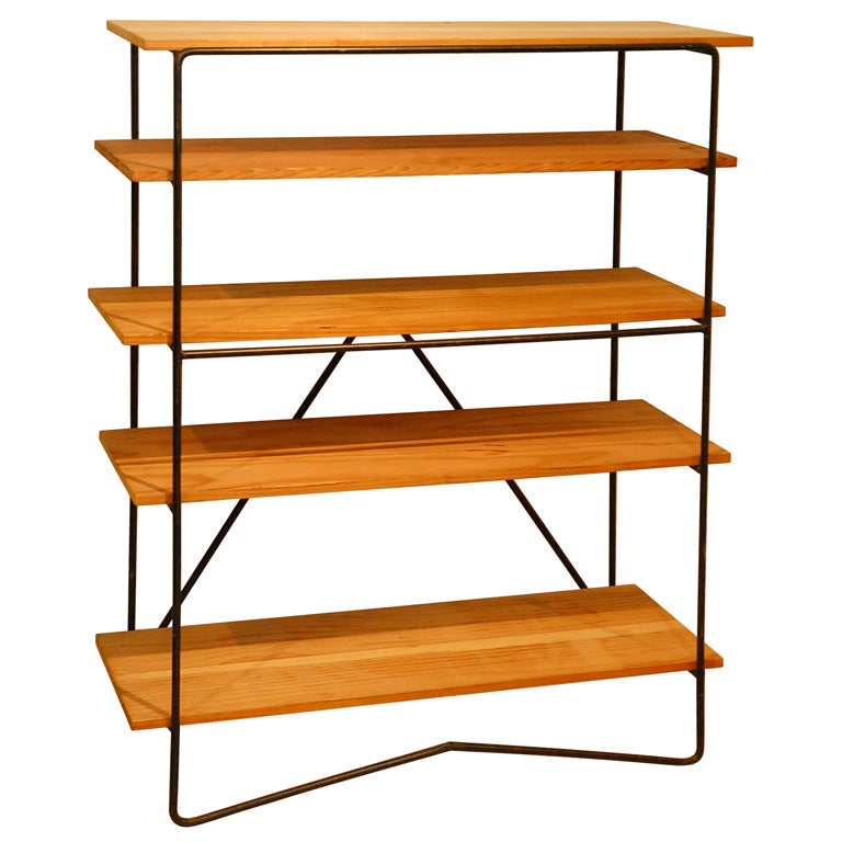 Wrought Iron And Wood Bookcase In The, Wrought Iron And Wood Bookcase
